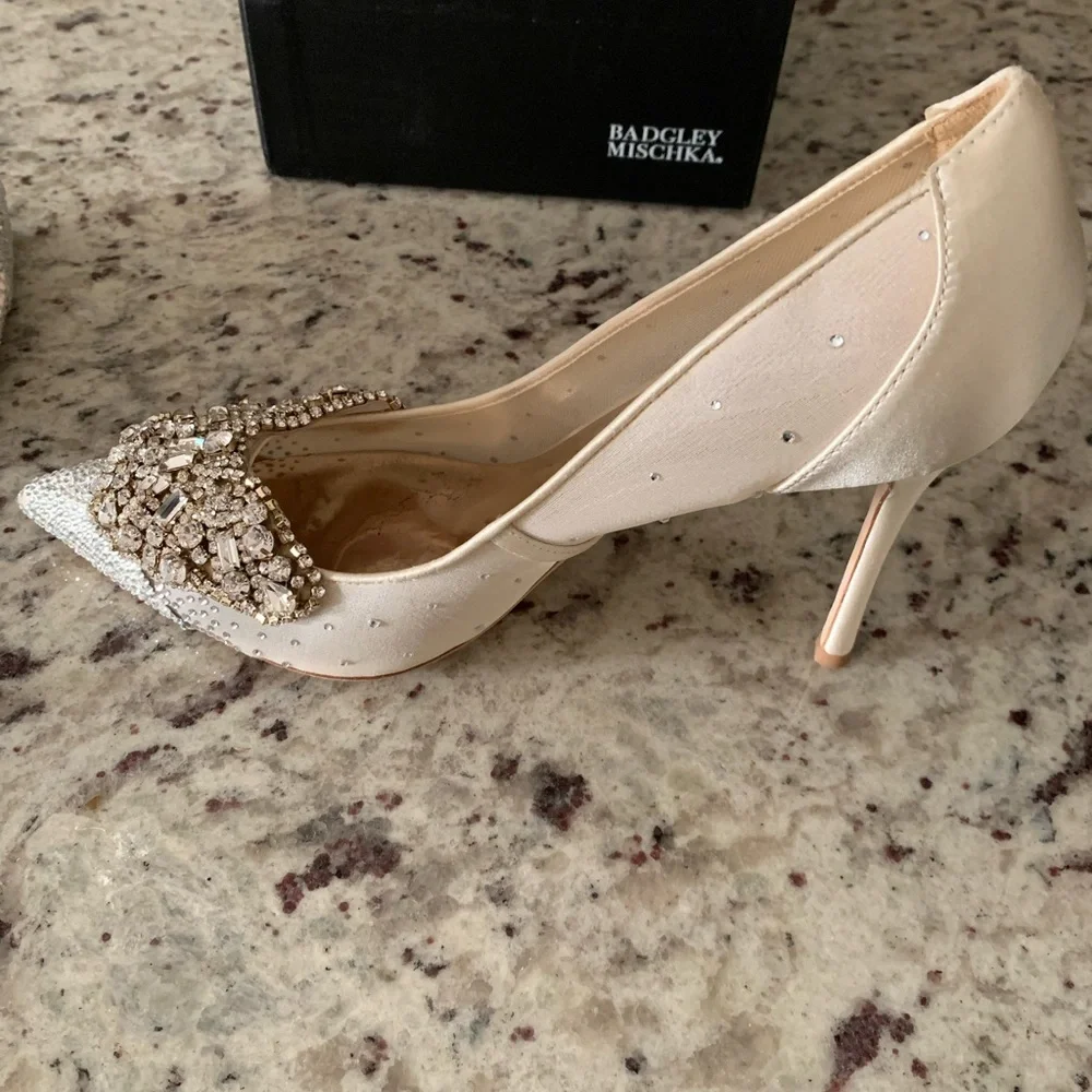 Badgley Mischka Quintana Crystal & Mesh High-Heel Pumps Size 9.5 - Picture 15 of 16